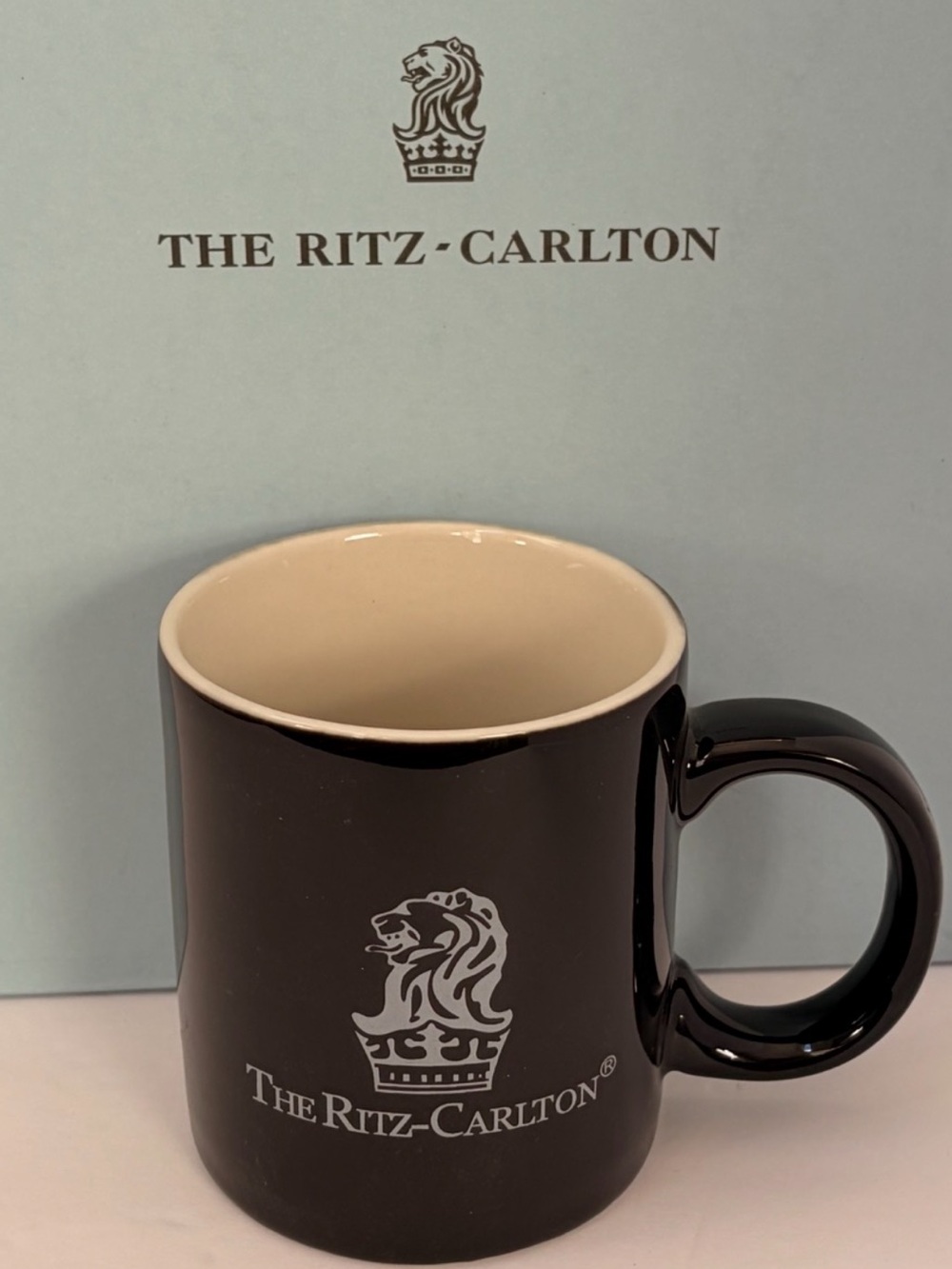The Ritz-Carlton Black and Cream Logo Ceramic Mug
